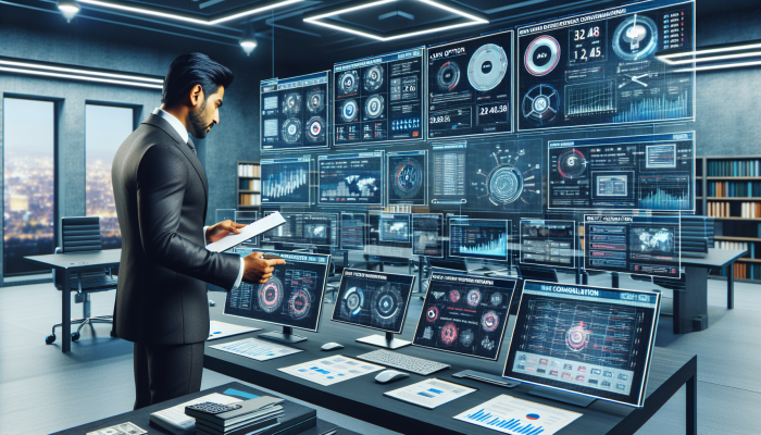 Debt Consolidation Loans: Navigating the Digital Era | DCL Person analyzing loan options and financial data on screens for debt consolidation in modern office.