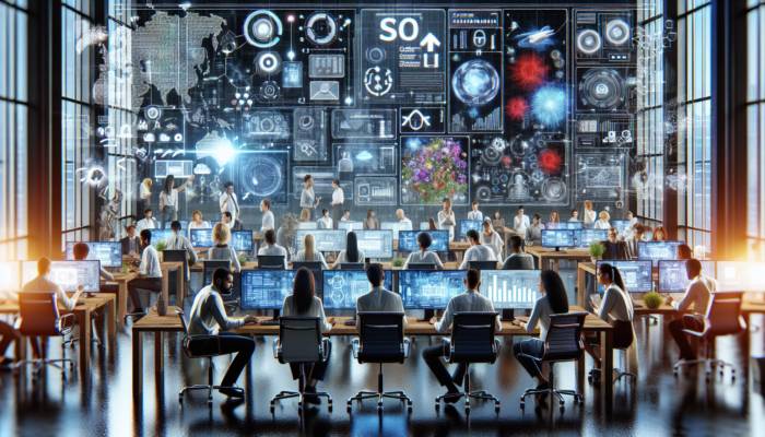 A digital agency team collaborating on SEO, social media, and website development to enhance online presence.