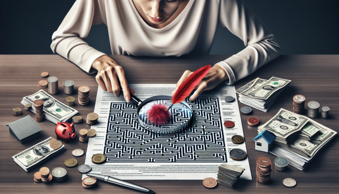 Secrets To Successful Debt Consolidation Loans: Proven Tips | DCL Person examining credit report, marking errors with red pen, surrounded by financial documents.