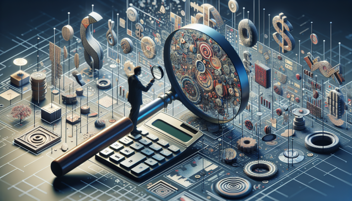 How Debt Consolidation Impacts Savings Goals: A Guide | DCL Person scrutinizing financial document with magnifying glass, surrounded by bills and calculator, evaluating debt consolidation terms.