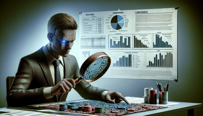 How to Succeed with a Debt Consolidation Loan: A Guide to Financial Freedom | DCL Person using magnifying glass to examine loan document, highlighting fees in office with lender comparison charts.