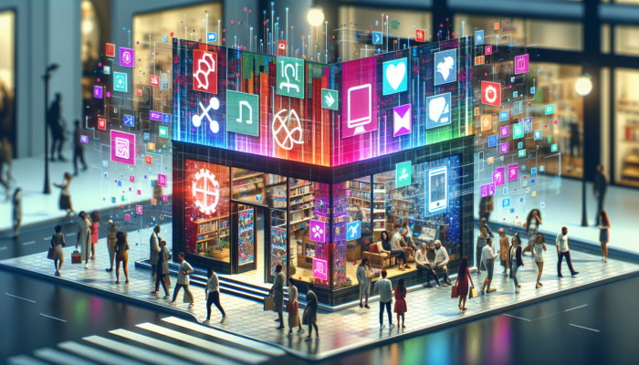 A vibrant digital storefront with Google Business Profile logo, high-quality images, and detailed service descriptions attracting diverse clients.