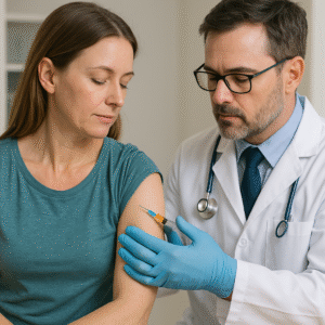 Doctor injecting patient with B12