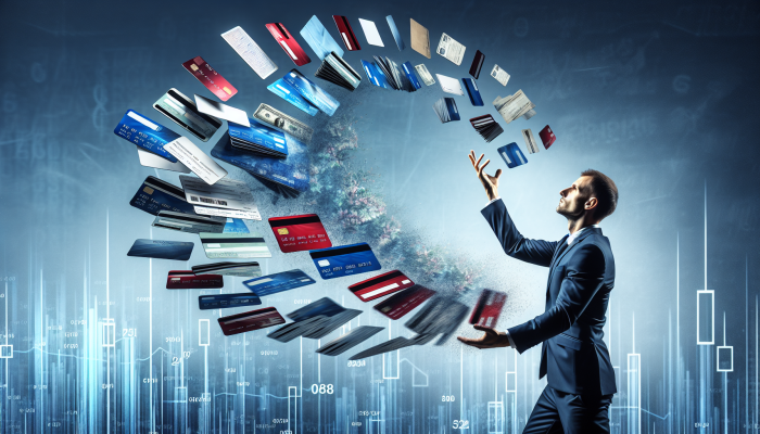 Mobile Apps for Debt Consolidation Updates: Streamlined Solutions | DCL Mobile Apps for Debt Consolidation: Person consolidating multiple credit cards and loans into one document, with graphs showing reduced interest rates.