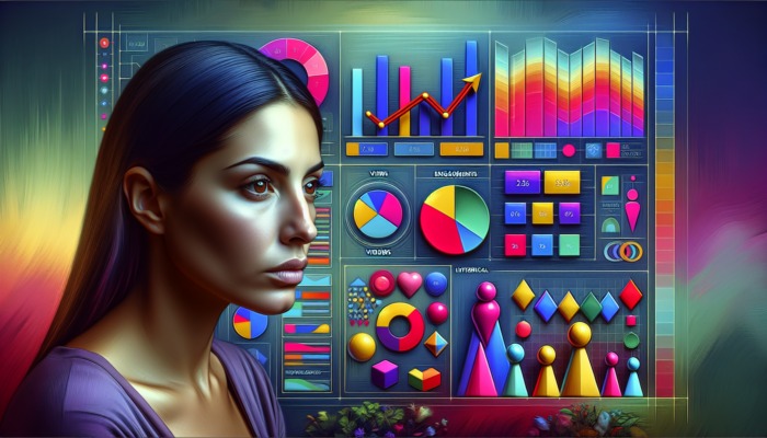Person analyzing Google Business Post metrics dashboard with graphs and various post types.