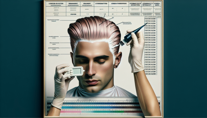 Person applying hair bleach at home, using timer, following instructions for even coverage and hair health.