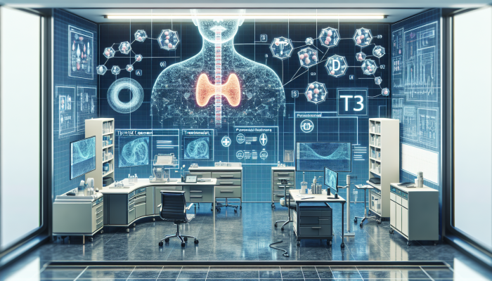 A medical chart with personalized thyroid treatment plans, T3 levels, and T3 replacement therapy options in a modern healthcare facility.