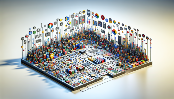 A detailed digital interface showing a robust Google Business profile with colorful icons and graphs on a modern background.