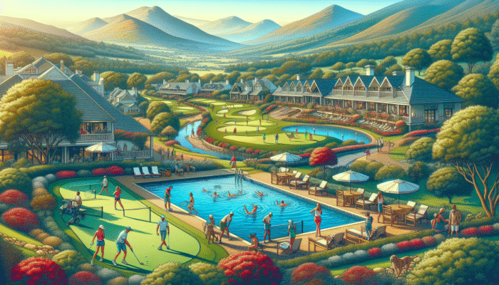 People enjoying golf, tennis, swimming, and walking trails at Plettenberg Bay Country Club.