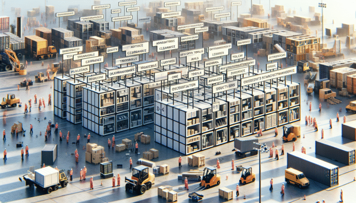 Adaptable modular storage units at a clearance site, customized for various tools, enhancing productivity.