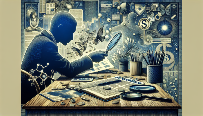 How to Avoid Debt Consolidation Scams: A UK Guide | DCL A person examining financial documents and charts with magnifying glasses, researching debt relief companies.