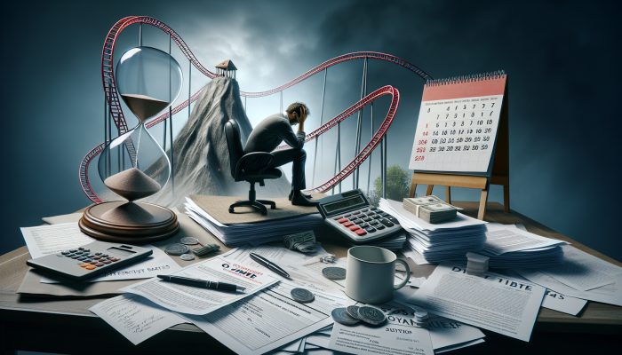 How Inflation Impacts Debt Consolidation Loans: A Guide | DCL A person reviewing financial documents, surrounded by charts and a calendar, illustrating debt consolidation risks.