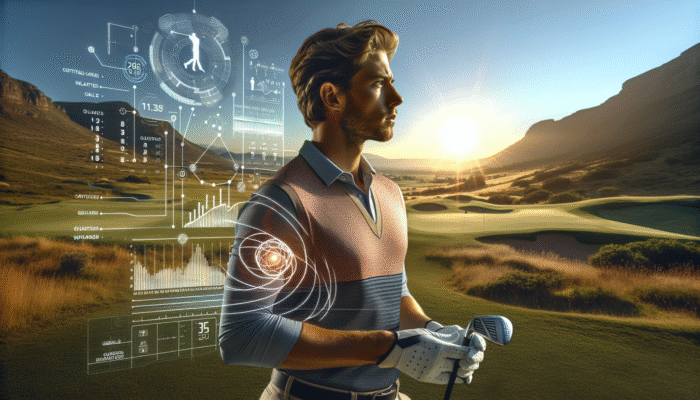 A golfer in South Africa adjusting clothing from layered, moisture-wicking to lightweight, breathable fabrics based on climate.