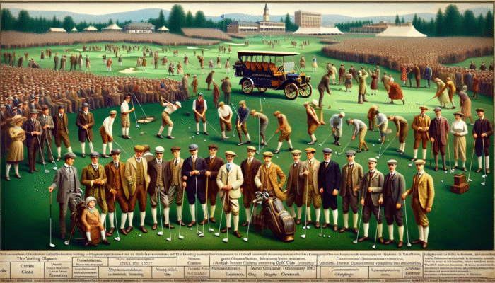 Vintage 1905 scene of Maritzburg Golf Club's founding, diverse golfers celebrating on new course.