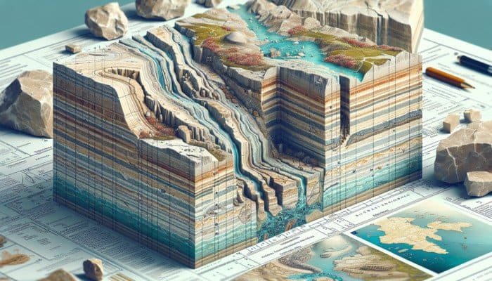 Geological cross-section of UK limestone highlighting Carboniferous layers, marine fossils, and calcium carbonate deposits found in Wales, Northern England, and the Midlands.