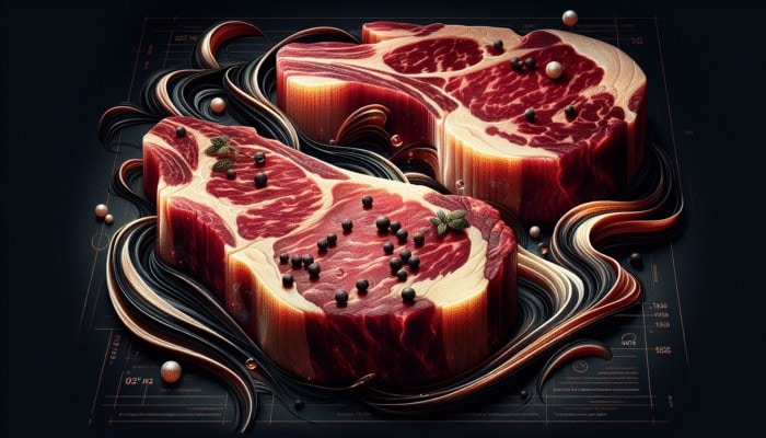 How to Grill Wagyu Beef Perfectly: Close-up of USDA Prime Wagyu beef steaks with rich marbling on a dark background.