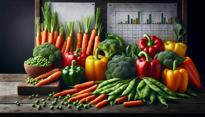 A colorful array of fresh vegetables on a rustic wooden table, ready for stir-frying.