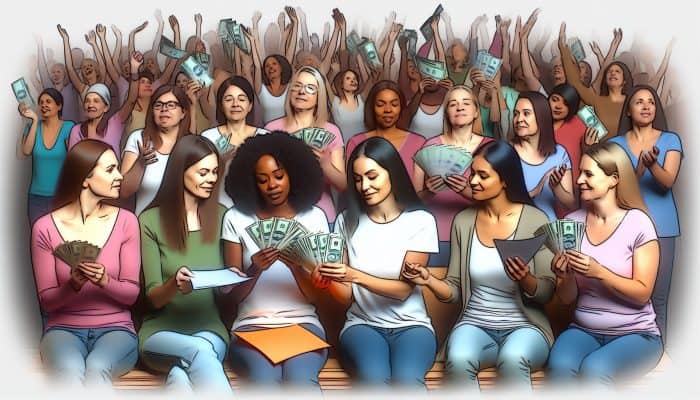 Diverse group of low-income women receiving Universal Credit, symbolizing financial stability and adaptability.