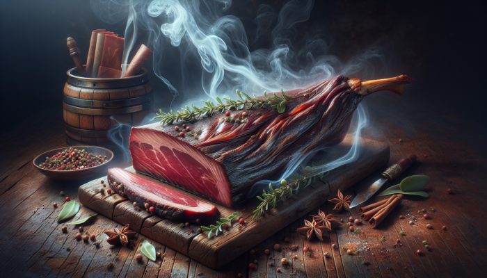 How to Smoke Venison Without Drying It: Smoked venison backstrap on a rustic table, showcasing tenderness and flavor.