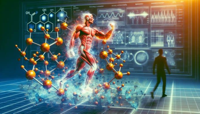Illustration of magnesium atoms aiding muscle contraction and relaxation during exercise.