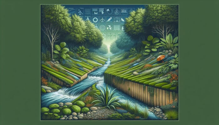 Landscape Drainage Services in North Vancouver: French drains, swales, and rain gardens in a lush landscape manage water flow, preventing erosion and pooling.