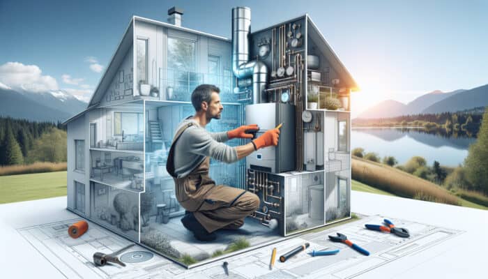 A technician installing a modern, energy-efficient boiler in a West Vancouver home.