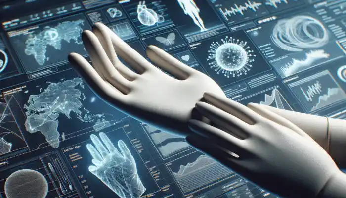 Powder Free Vinyl Gloves in Fleetwood: Close-up of powder-free vinyl gloves in a medical setting, smooth and comfortable, reducing allergic reactions.