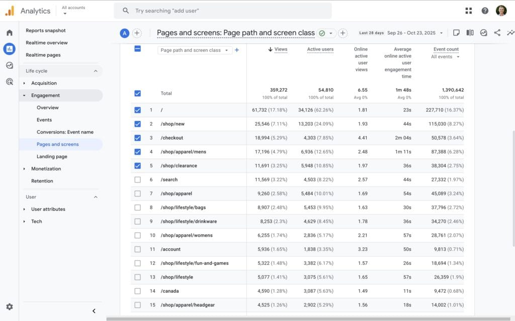 pages screens