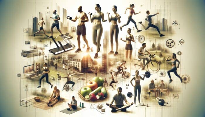 How to Write Compelling Supplement Ad Copy: A diverse group engaging in fitness activities across urban and rural settings.