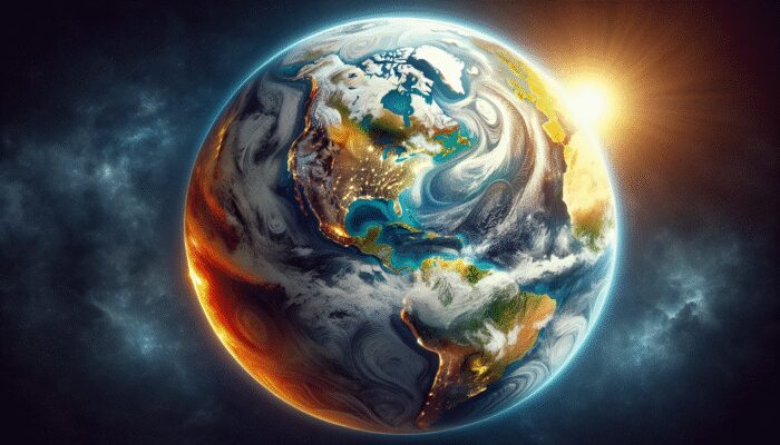 Earth's tilt and orbit causing diverse seasonal weather patterns globally.
