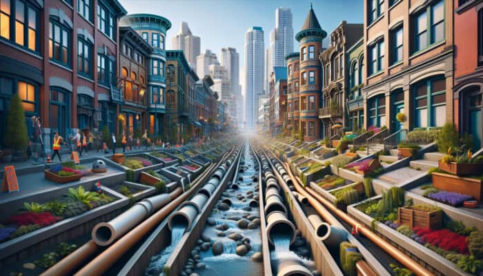 Outdoor Drainage Services in Gastown Vancouver: Visual representation of Gastown's historic streets featuring various outdoor drainage systems effectively managing water.