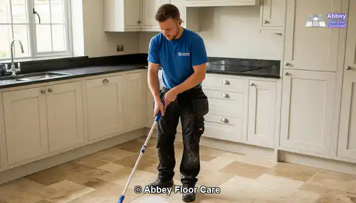 Application of Sealer to a Cleaned Travertine Floor