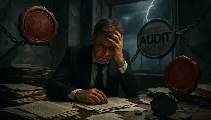 checking your file after accounts close: Essential Tips | DCL Stressed executive amid HMRC penalties, audits, and shattered reputation in crumbling office