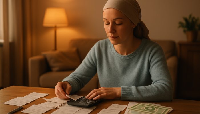 Balancing Health Recovery And Money Stress: Helpful Advice | DCL NHS patient budgeting sick pay with receipts and wellness vouchers in cozy home under warm light