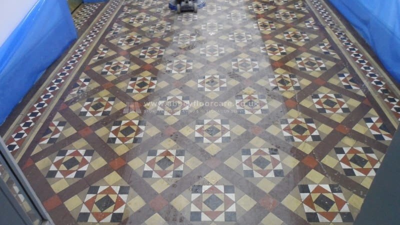 Victorian clay tiles in Windsor during wet cleaning and slurry removal