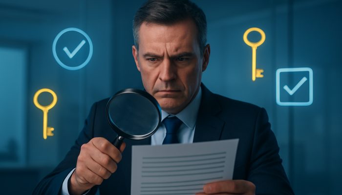 What Lenders Check When You Tidy Debts: Key Factors Explained | DCL Lender reviews pristine credit report under magnifying glass with cleared debt icons in modern office.