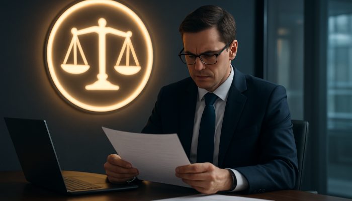 What Lenders Check When You Tidy Debts: Key Factors Explained | DCL Compliance officer reviewing loan documents under FCA emblem with scales of justice in UK office