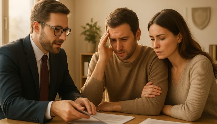 Questions for a Free Debt Advice Session: Get Tailored Advice | DCL UK debt advisor assisting concerned couple with documents in a sunlit office