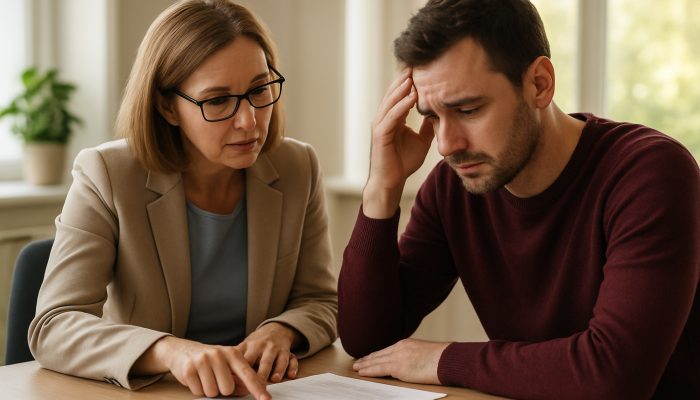 Talking to Credit Unions About Your Situation | DCL Person reviewing financial documents with credit union advisor in bright office setting
